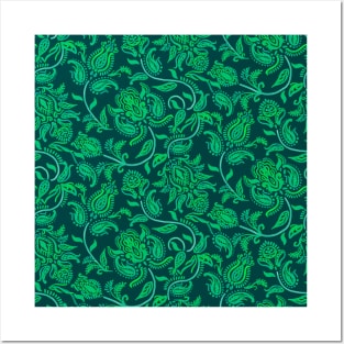 Green Paisley Posters and Art